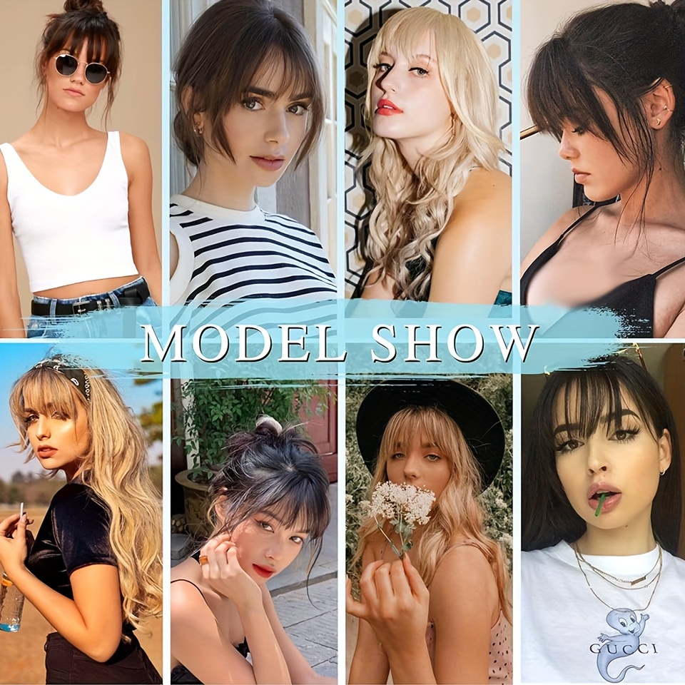 elegant french   in bangs with sideburns 100 human hair lightweight seamless for   for daily wear easy styling bangs clip human hair details 6
