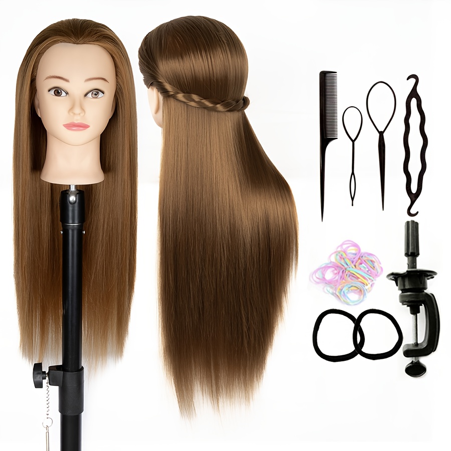 24 inch hairdressing mannequin head made of synthetic fibers complete with a clamp and a braiding kit suitable for halloween props and for adults of any gender Product details 0