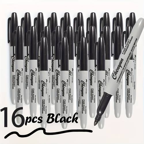16 8 4 pack fine tip black permanent markers oil based ink quick drying fade resistant suitable for art crafts and writing