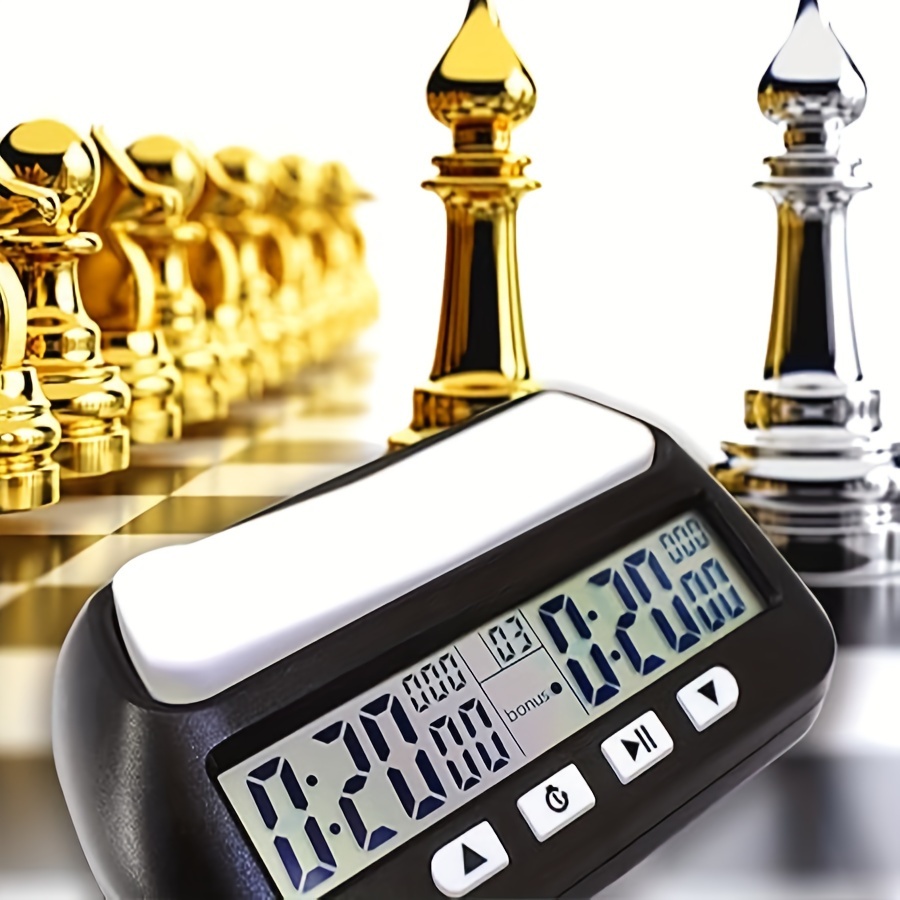 

1pc Professional Digital Chess Clock Timer With Count Step, Chess Timer With Alarm, 3-in-1 Multifunction Portable Chess Clock With Basic, Bonus, Delay And Positive Time (without Battery)