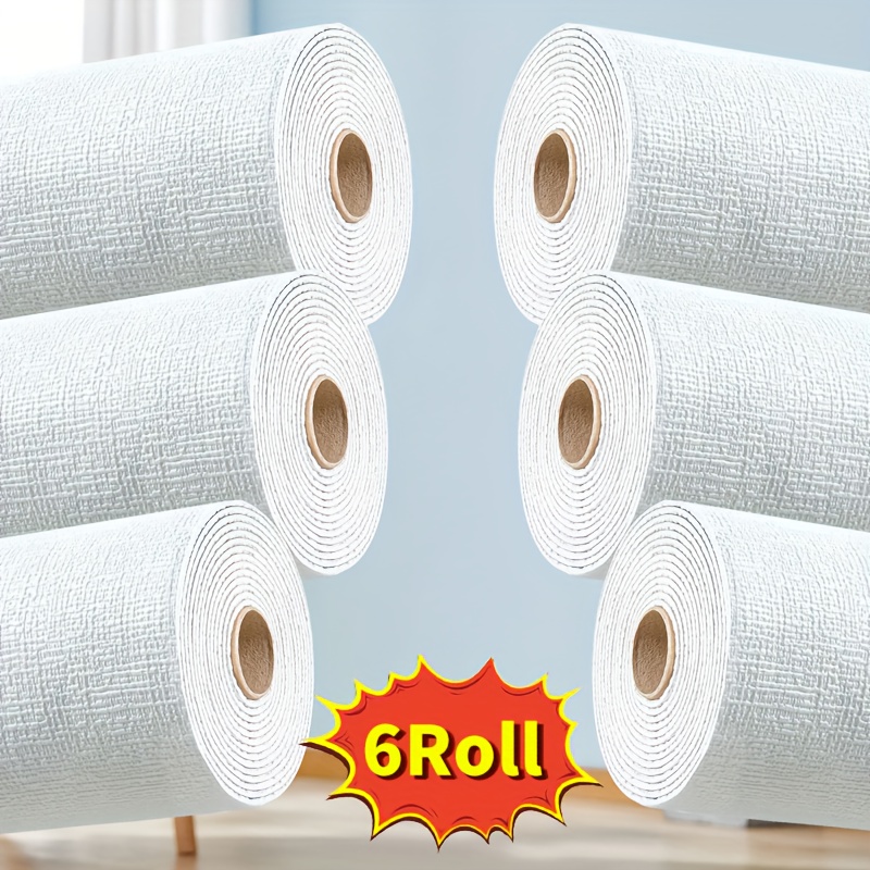 E-shop 6 Rollen Selbstklebende, Dicke, Strukturierte 3D Schaumstoff Tapetenpaneele - Abzieh- und Aufkleb-Vinyl Putzplatten mit einfacher Reinigung,