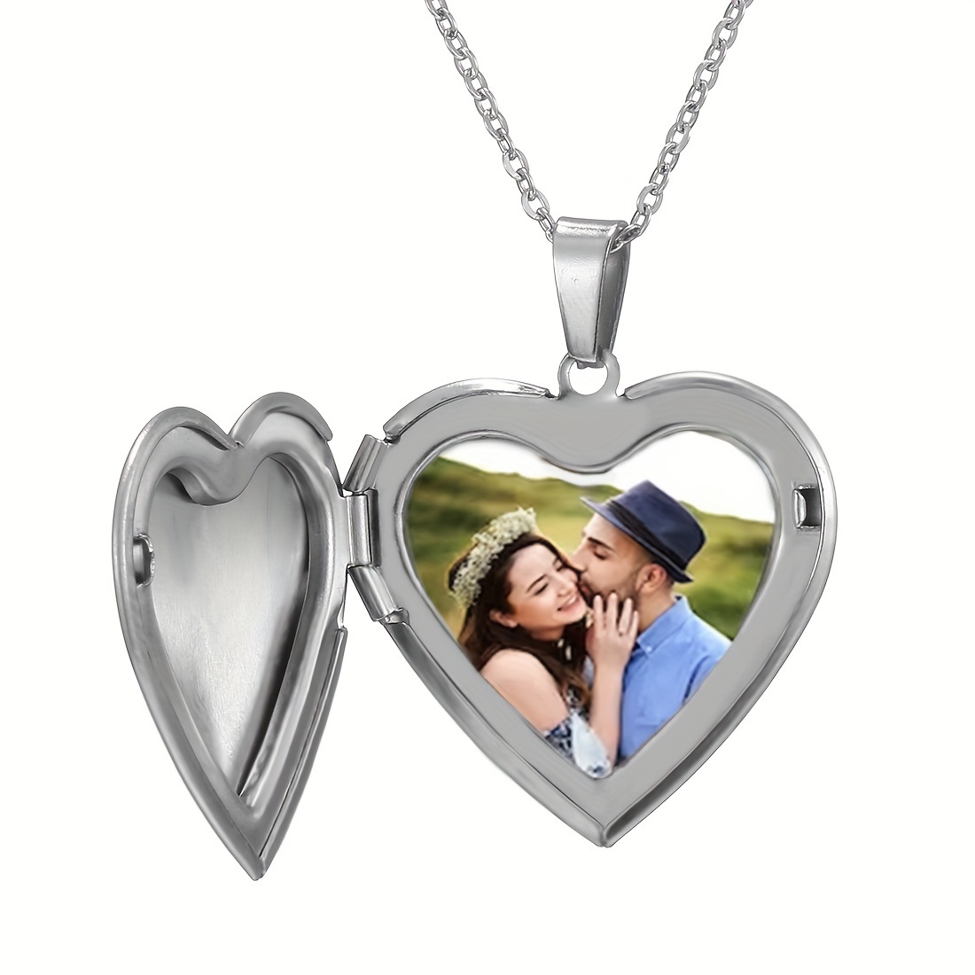 Gioiello Ricordo Foto Collana Personalizzata MeMeDIY Con Foto - Pendente Cuore E Dog Tag Argento/nero Collana Foto Personalizzata