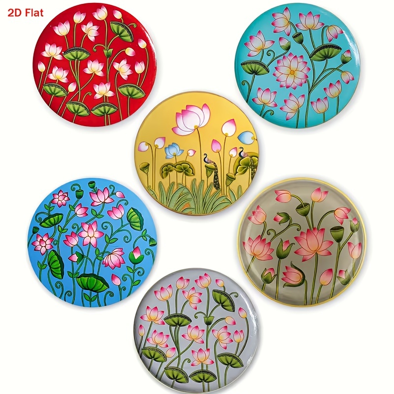 TEMU Lot de 6 sous-verres en bois pour bars, cafés, décoration d'intérieur - Protège-tables en bois avec fleur de lotus, sous-verres polyvalents pour