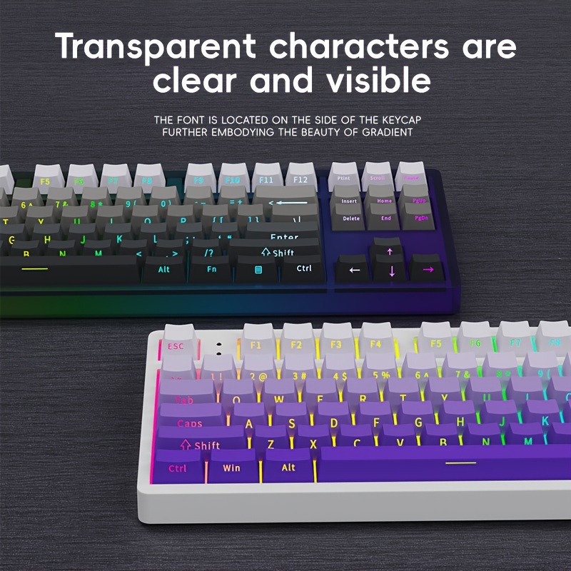 Pbt Gradient Side engraved Translucent Keycaps 136 Keys - Temu