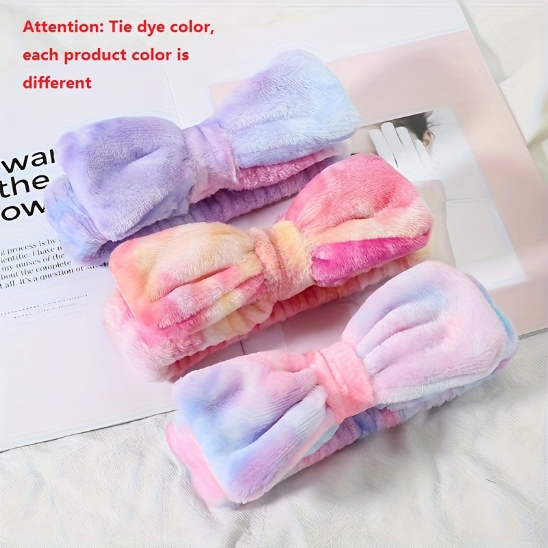 TEMU 3 Sets Of Fluffy Makeup & Light Beige Care Headbands - Soft, Comfortable Hair Bands For Face Washing, Facial Masks, And Skincare Routine, Pastel