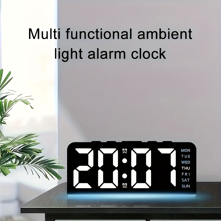 1  function digital alarm clock with adjustable brightness date display usb power stylish rectangular design for home decor holiday gifts details 3