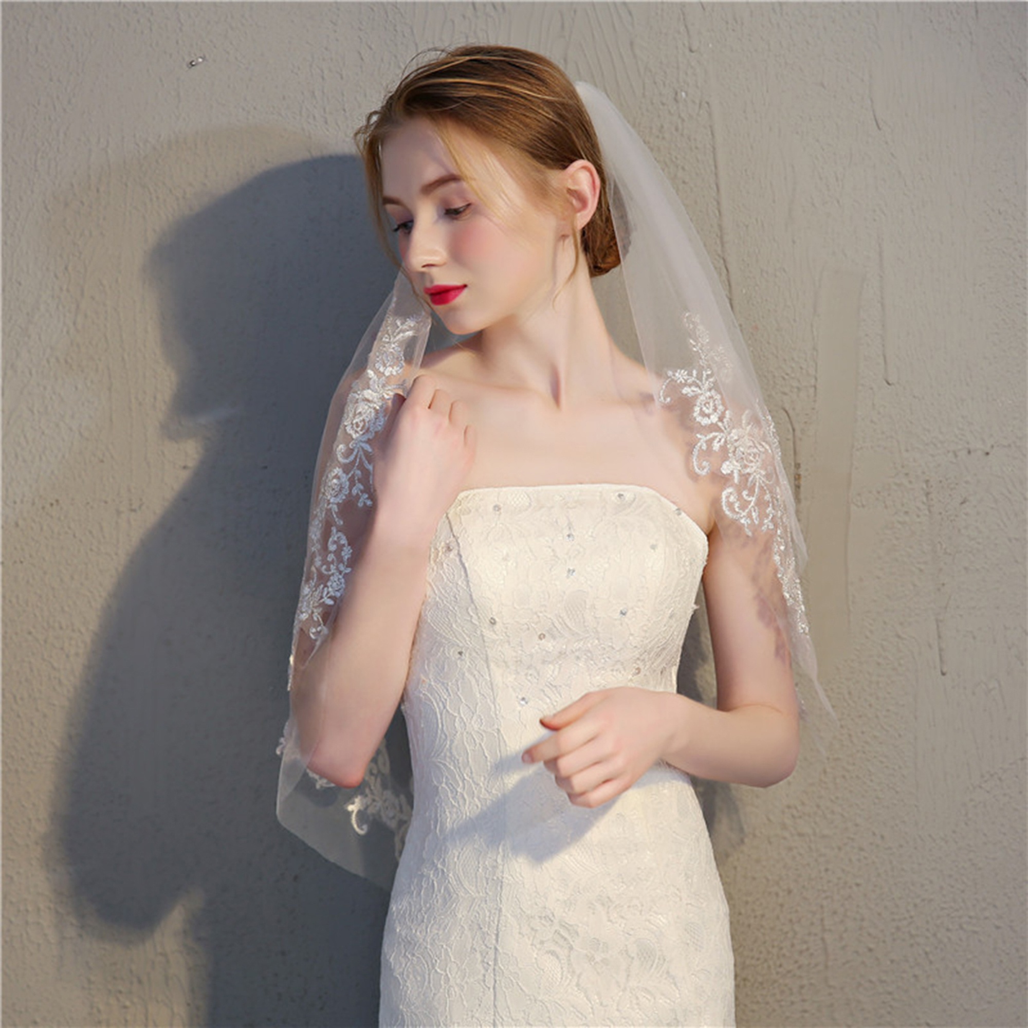 elegant white tulle bridal lace applique long - Temu display picture 2