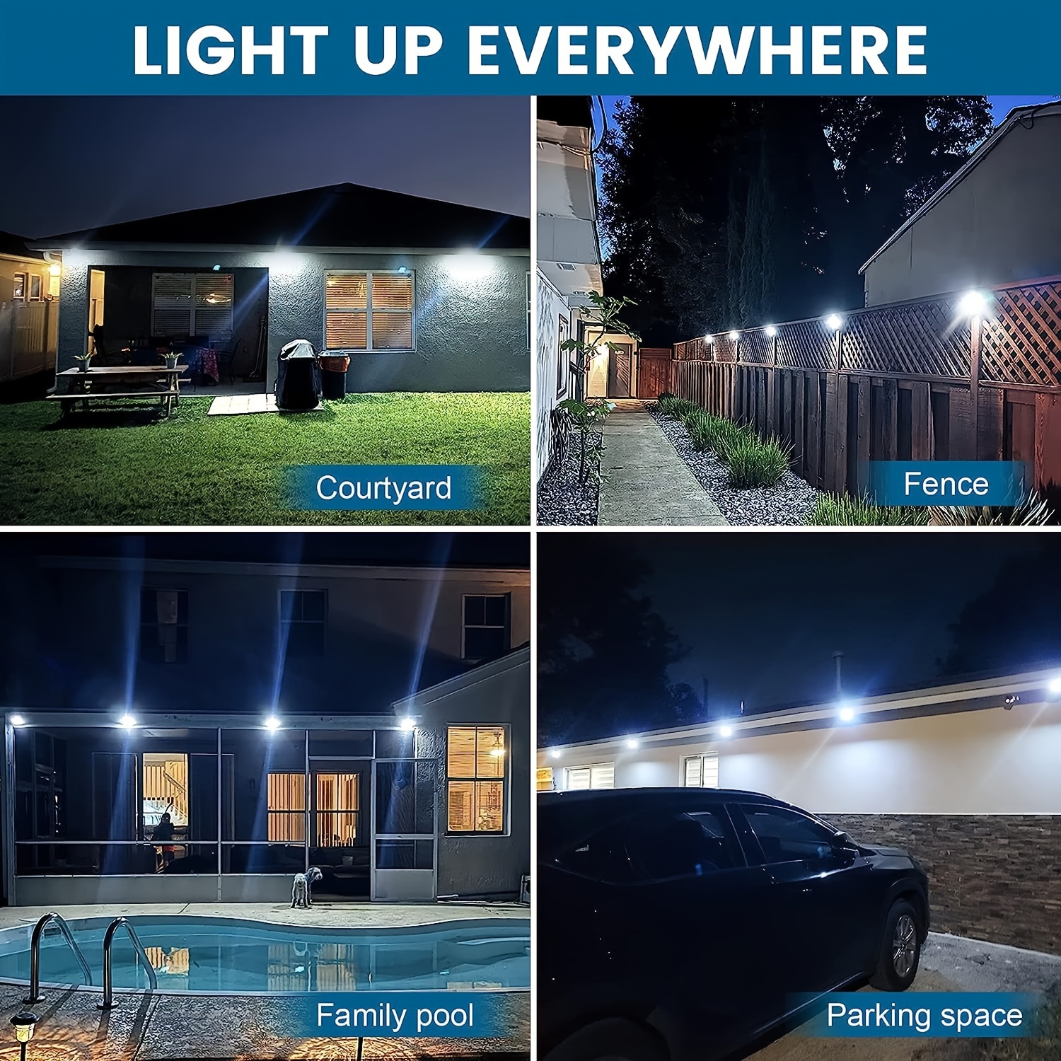 solar outdoor lights 4packs motion sensor security lights with 3 lighting modes wireless solar powered wall lights waterproof for garden fence yard deck garage details 5