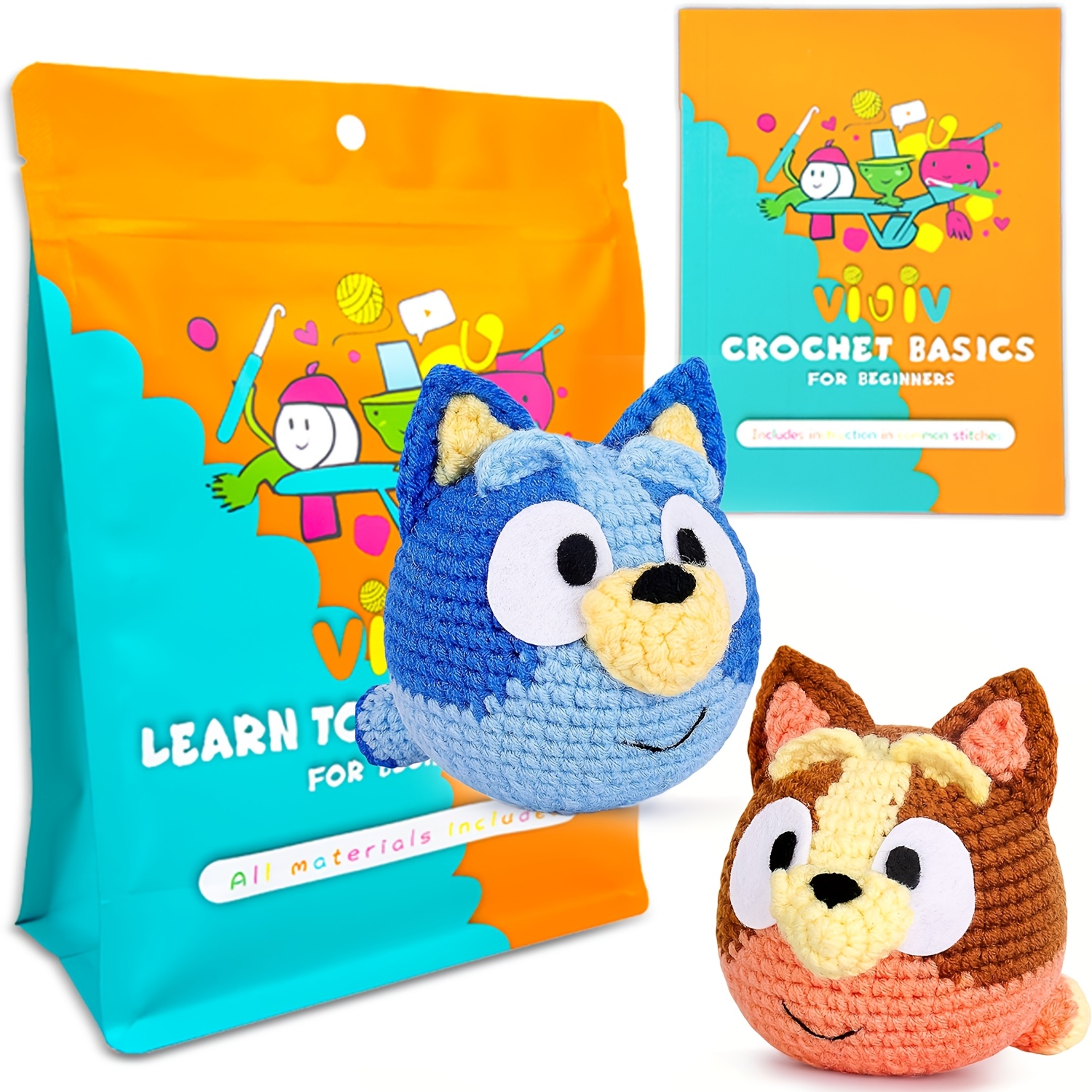 

Vioiv 2pcs Puppy Crochet Kit - , Beginner-friendly Diy Amigurumi Craft Set With Complete Tools, Tutorials & Gift Bag - Birthday, Couple's & Christmas Presents