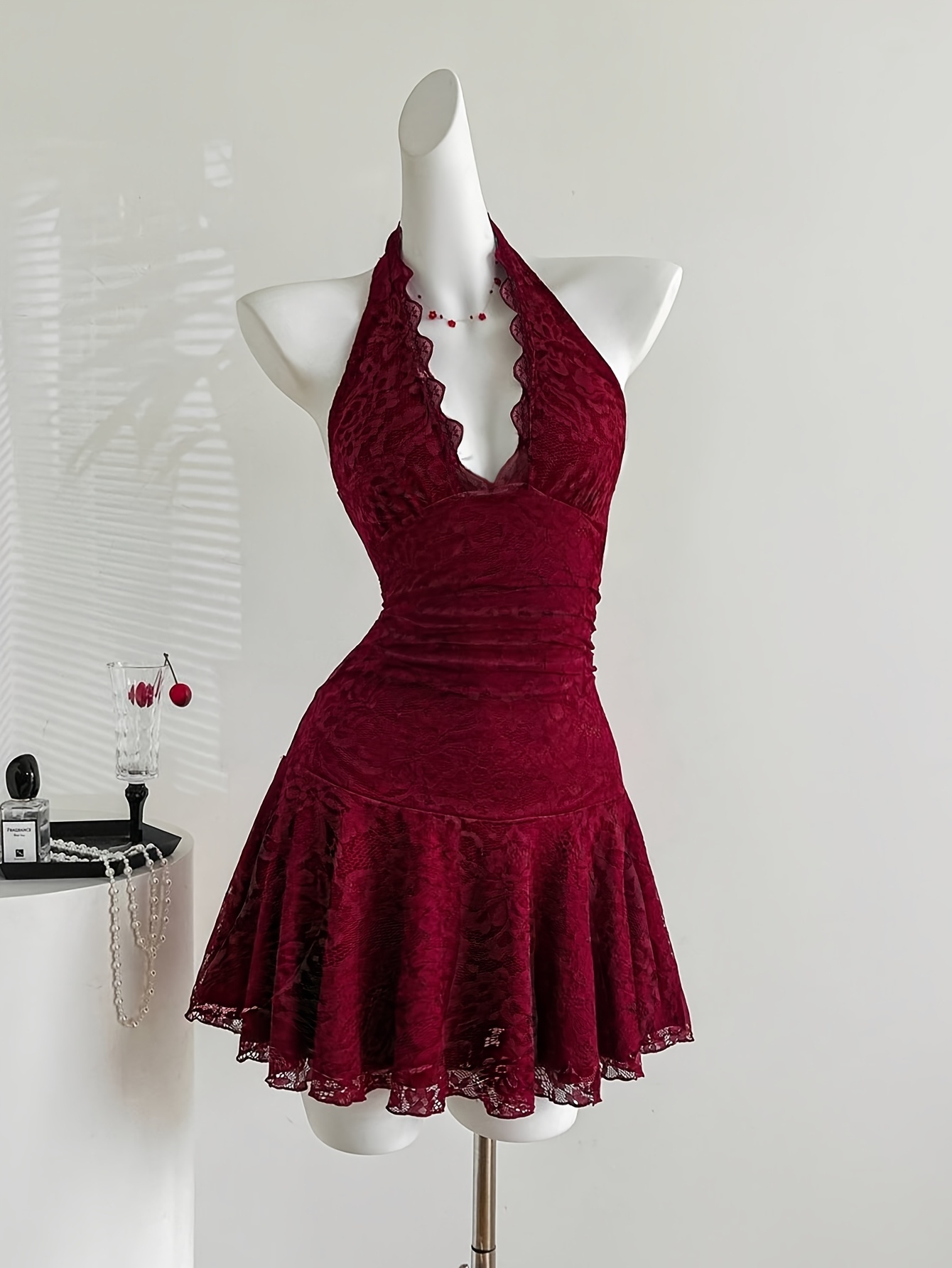dark red dress sold on Temu Canada