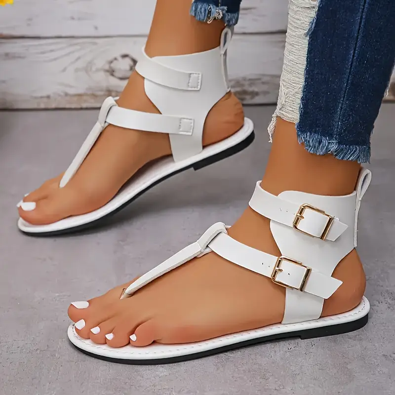 womens solid color thong sandals belts soft sole lightweight casual shoes non slip shoes details 1