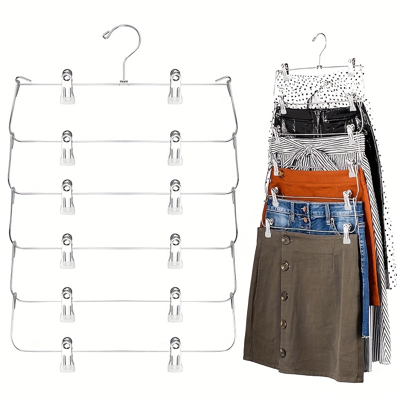 

Space-saving 6-layer Stainless Steel Pants Hanger - Foldable, Multi-functional Organizer For Underwear & Clothes Storage