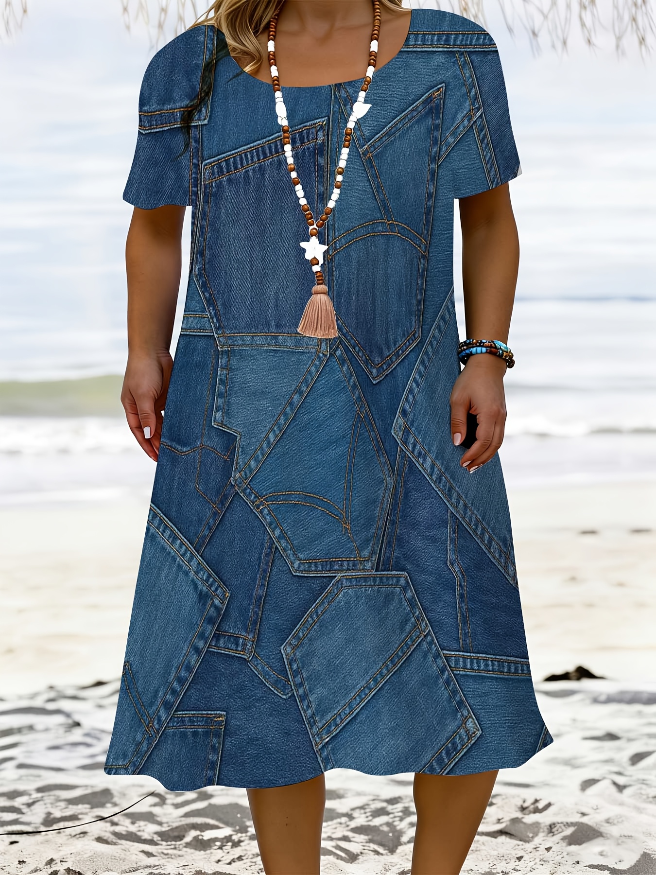 denim dresses for older ladies sold on Temu United States