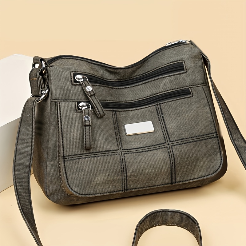 TEMU Retro-style Women's Shoulder Bag With Adjustable Strap, Featuring Multiple Pockets. This Shoulder Bag Is Spacious, Lightweight, And Versatile,