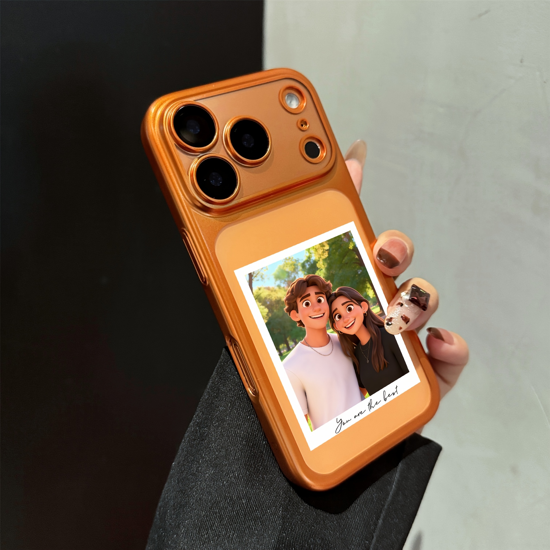 TEMU Phone Case - Custom Diy Text And Cartoon Photo Frosted Texture Phone Case Compatible With For Iphone 17, 16, 15, 14, 13, 12 Pro Max, 17 Pro, And