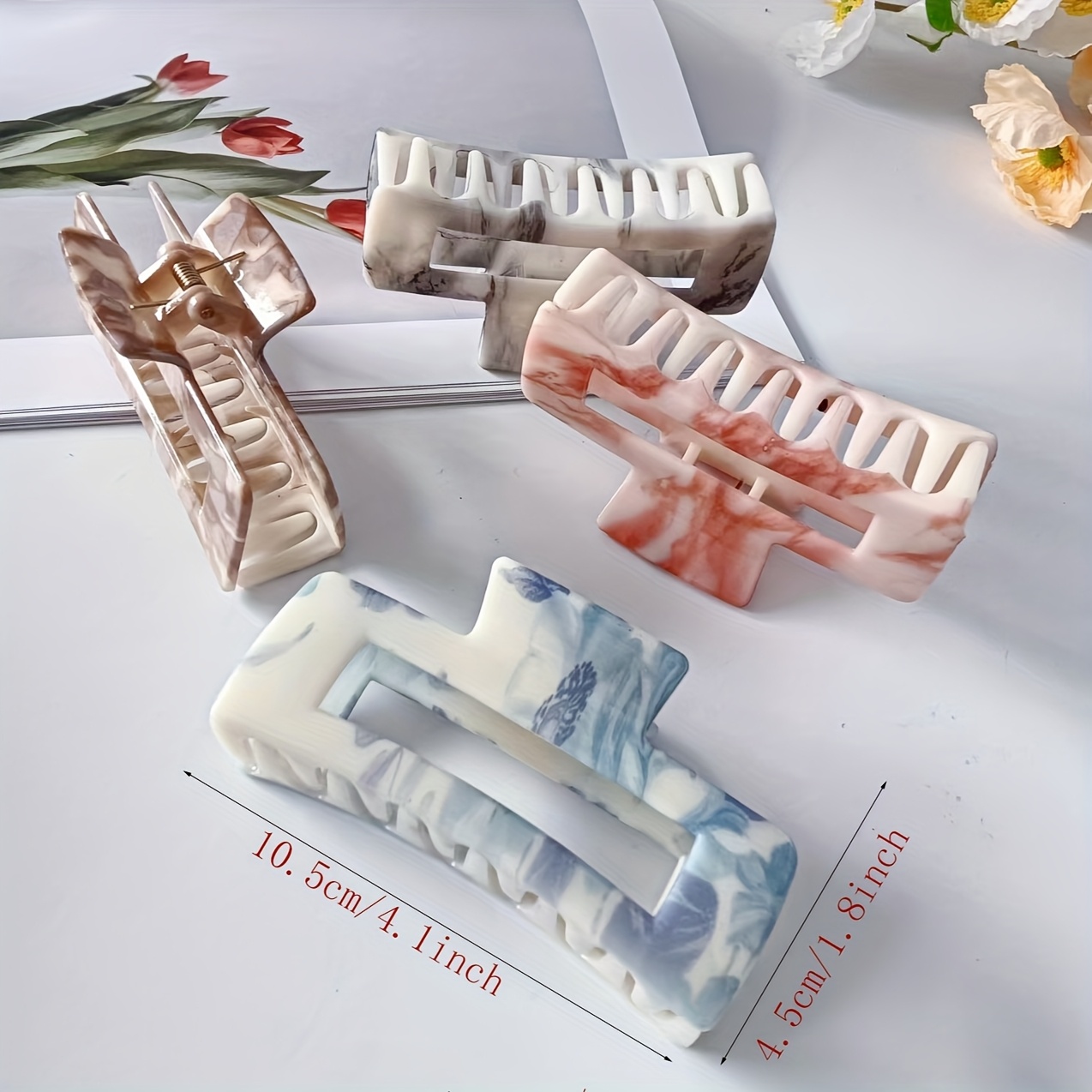 4pcs Large Exquisite Square Hair Gripper Set