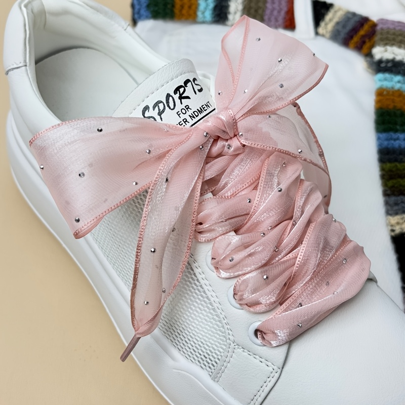 TEMU 1 Paire de Lacets en Satin, 1.57In de Large, Satin , Lacets Multicolores à Grand Nœud, Cadeau d'Anniversaire, Décorez Vos Chaussures pour les