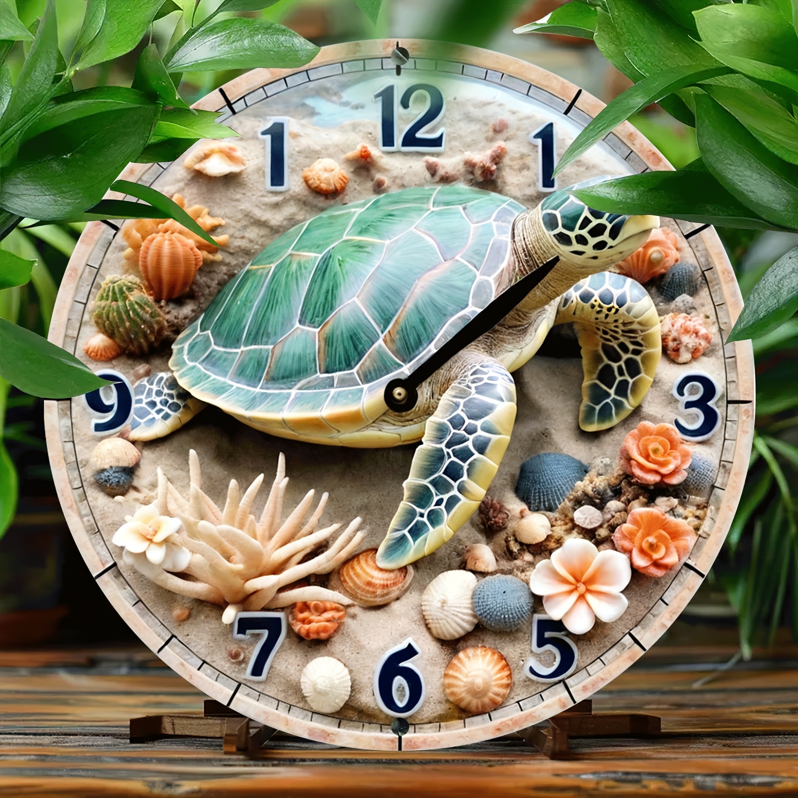 

1pc Vintage Turtle Themed 3d Wall Clock, 8x8 Inch Aluminum Metal Sign, & Design, Home & Garden Decor, Multipurpose, Wall Hanging, No Electricity Needed, & Uv Resistant With