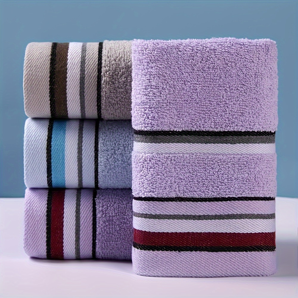 

4-pack Tropical Striped Bath Towels – Soft & Absorbent, 60% Cotton 40% Polyester, Space-themed Quick-dry Towels, Oblong Knit Fabric, 280gsm