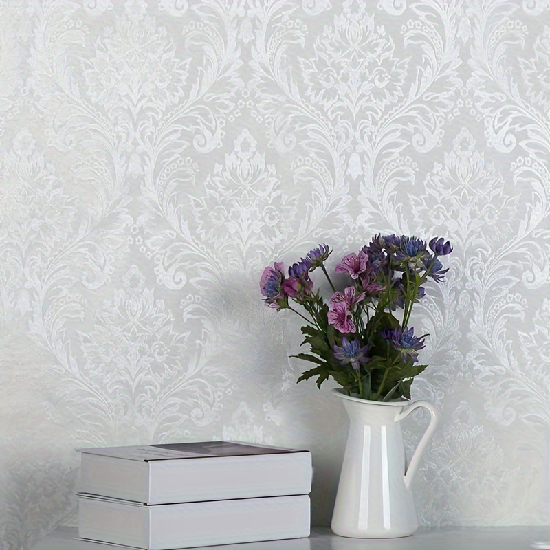 Image of Thickened Wallpaper Self-adhesive Wall Paper Bedroom Living Room Background Influencer Ins Sticker With Glue Self-adhesive Decor Off-white Venetian Pattern