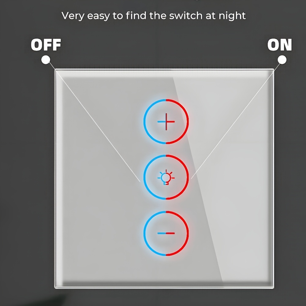 2025 New Model Smart Dimmer Switch for Dimmable LED Lights, WiFi Touch Light Switch with Glass Wall Plate, Backlight, Voice Control via Alexa & Google Home, Remote Control via Smart Life App, Neutral Wire Required