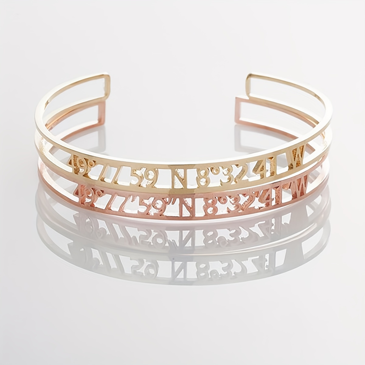 Personalized Open Bangle, Custom Coordinates Bracelet