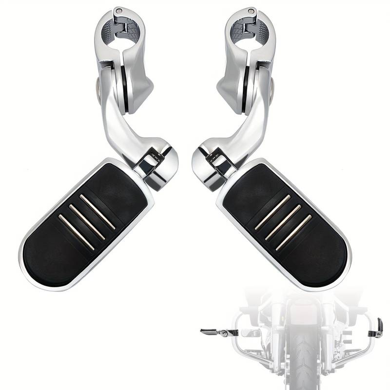 Chrome Highway Foot Pegs For Harley Davidson Street Glide Road Glide | 1.25" Engine Guard