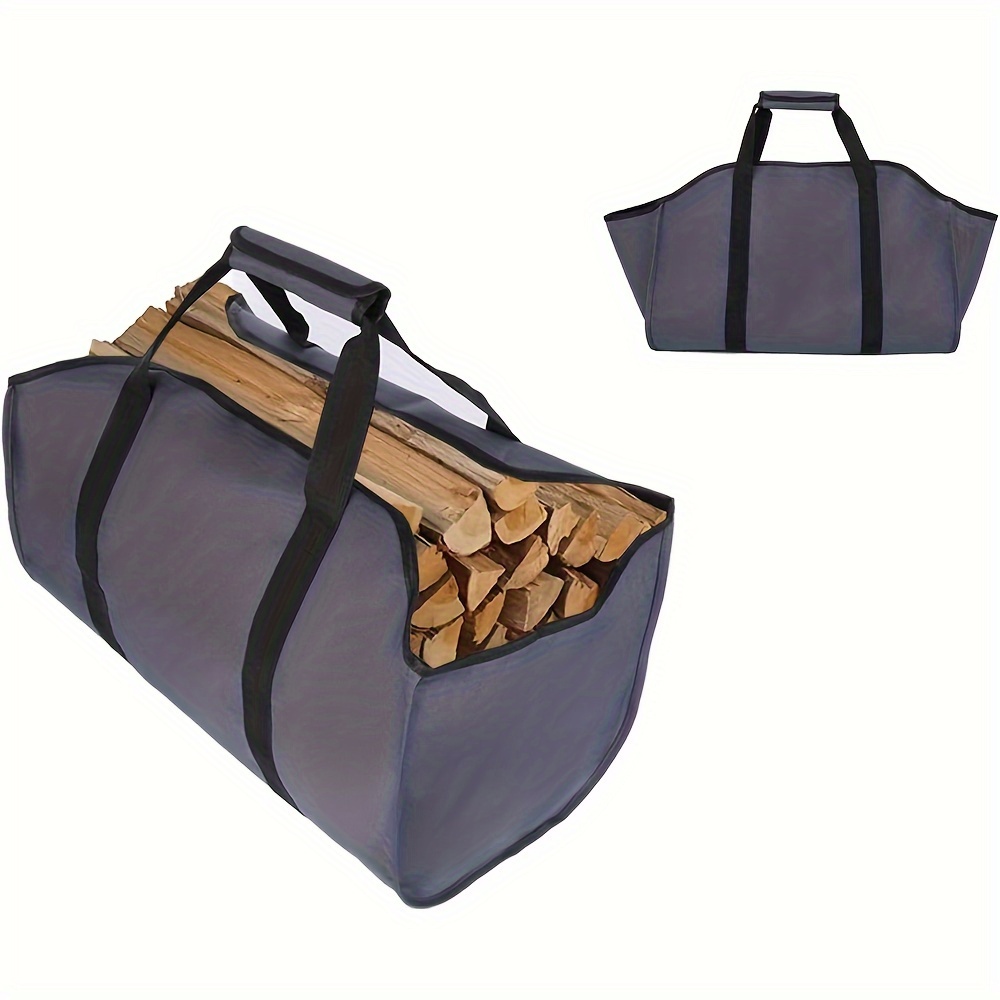 

Extra-large Waterproof Canvas Firewood Carrier With Shoulder Strap - Durable Wood Storage Bag For Indoor & Outdoor Use, Perfect For Camping, Hiking &