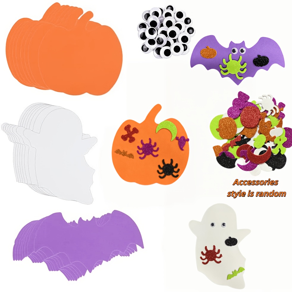 TEMU Ensemble de 24 pièces de décoration d'Halloween à soi-, comprenant des accessoires en mousse de citrouille, de chauve-souris et de - ;