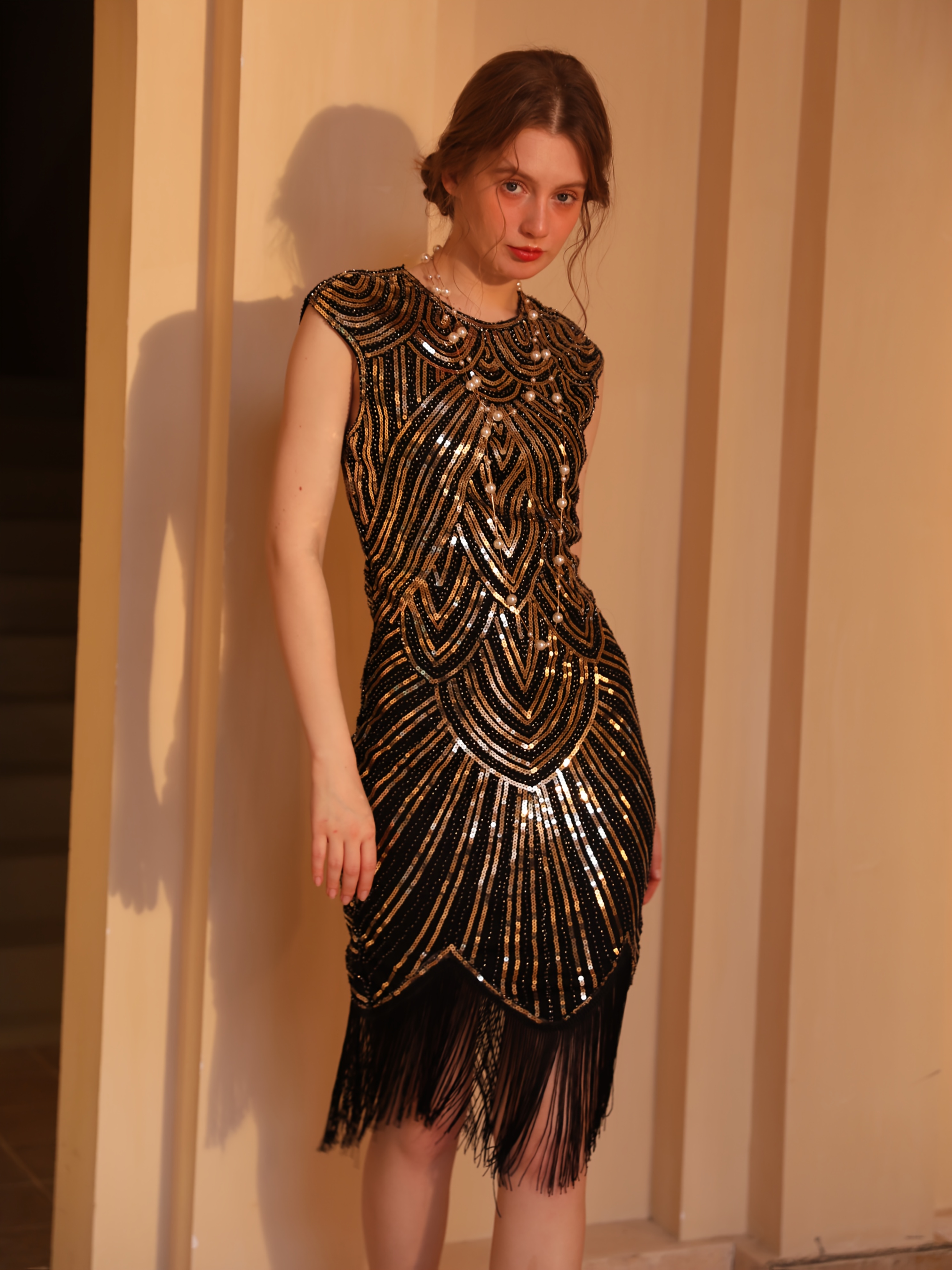 sachin and babi light blue dress 1920s Vintage Women's Dress with Sequin and Fringe Details