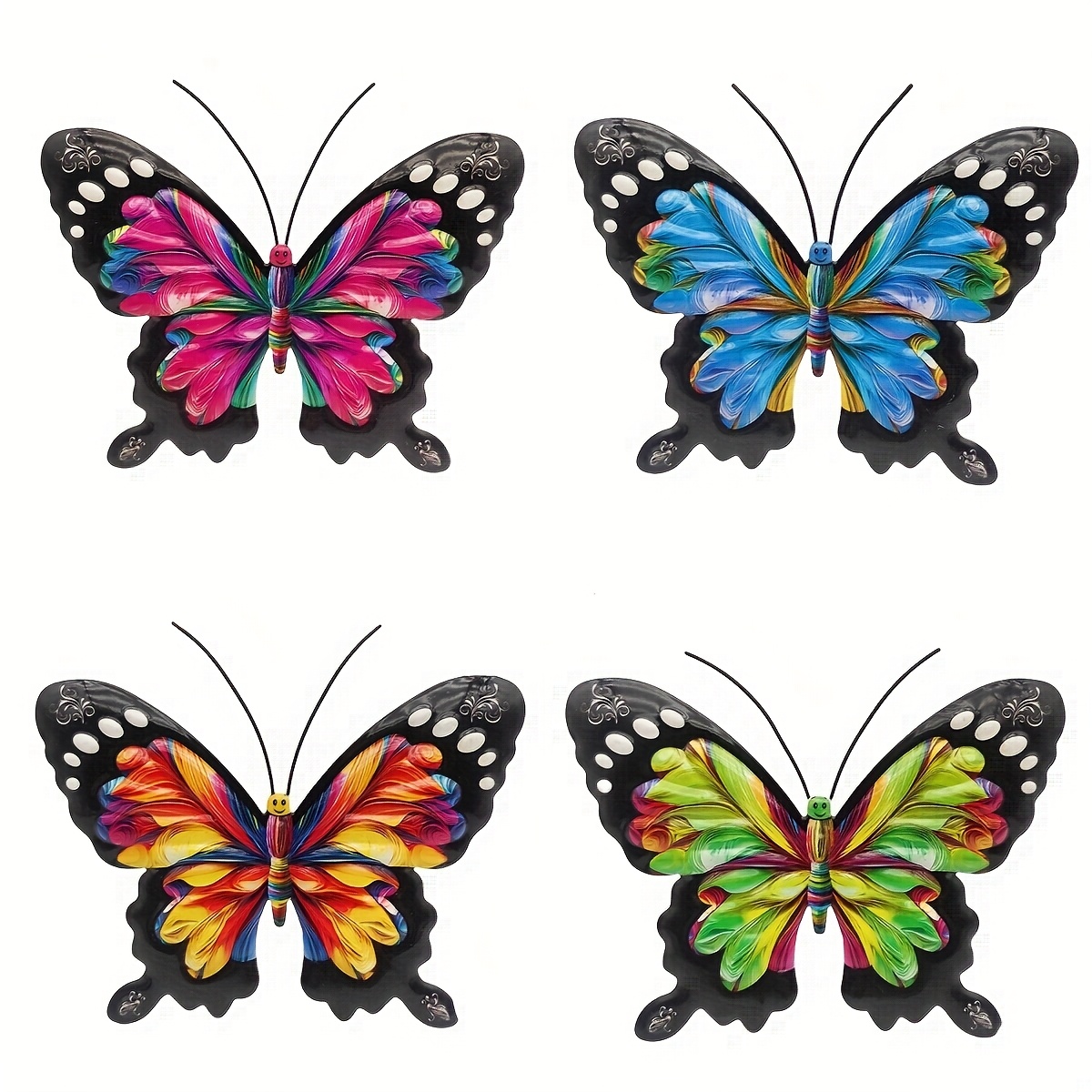 TEMU [2.5d] 4pcs Colorful Metal Wall Art, Iron Pendulum Decor For Garden, Yard, Living Room, Bedroom, Patio, Balcony - No Electricity Needed, Outdoor