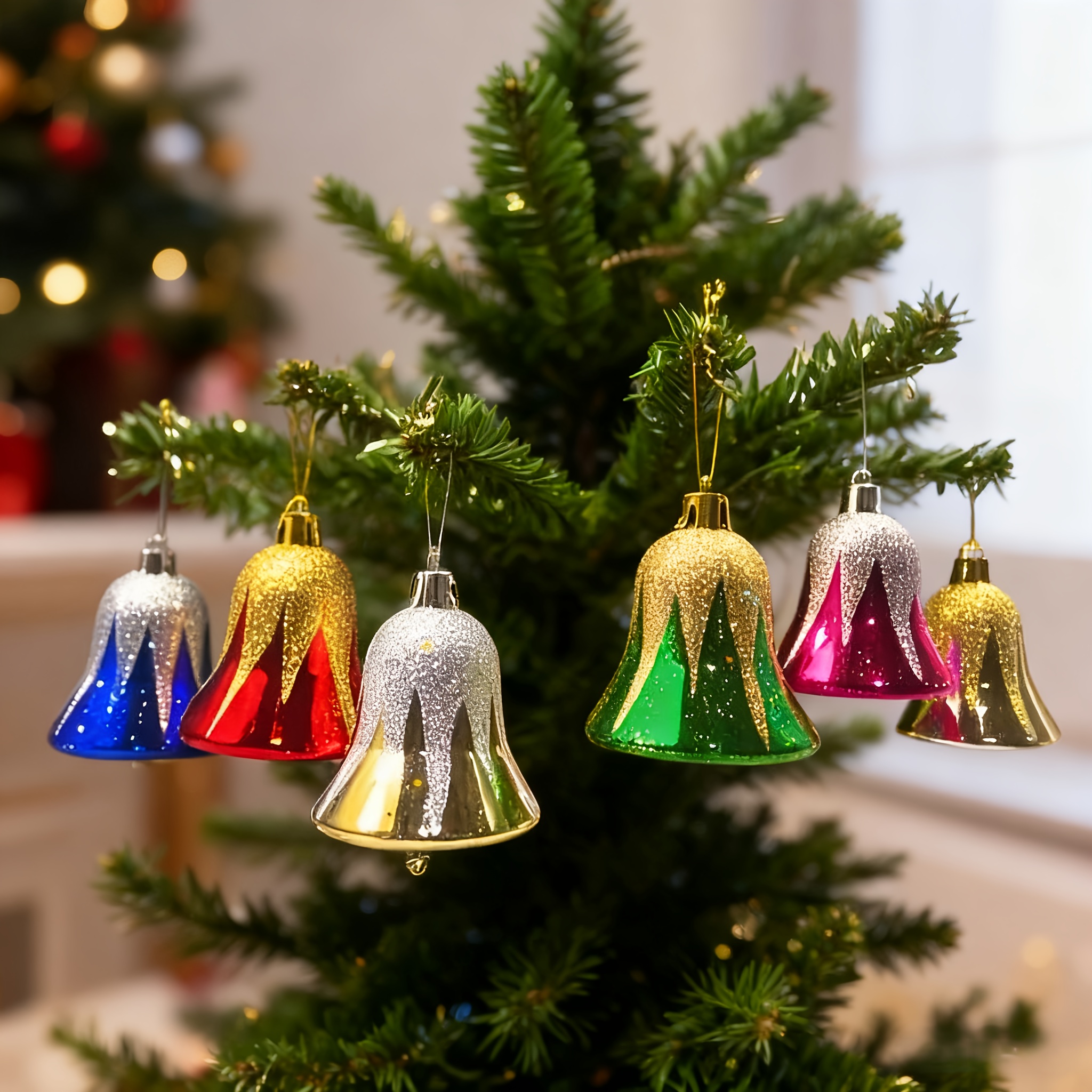 Image of 6pcs Set, Colorful Christmas Bell Ornaments And Accessories, Suitable For Parties, Festivals, Etc., Can Add A Vibrant Decorative Atmosphere To . Are For Holiday Decorations, Room Decor, Festive Decor
