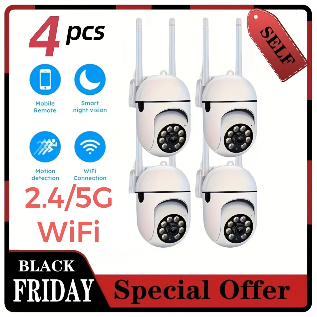 TEMU 4pcs Ai Intelligent Surveillance Camaras De Seguridad Para Casa Security Cameras For Home With 2.4/5g Wifi Quick Setup Night Vision 2 Way