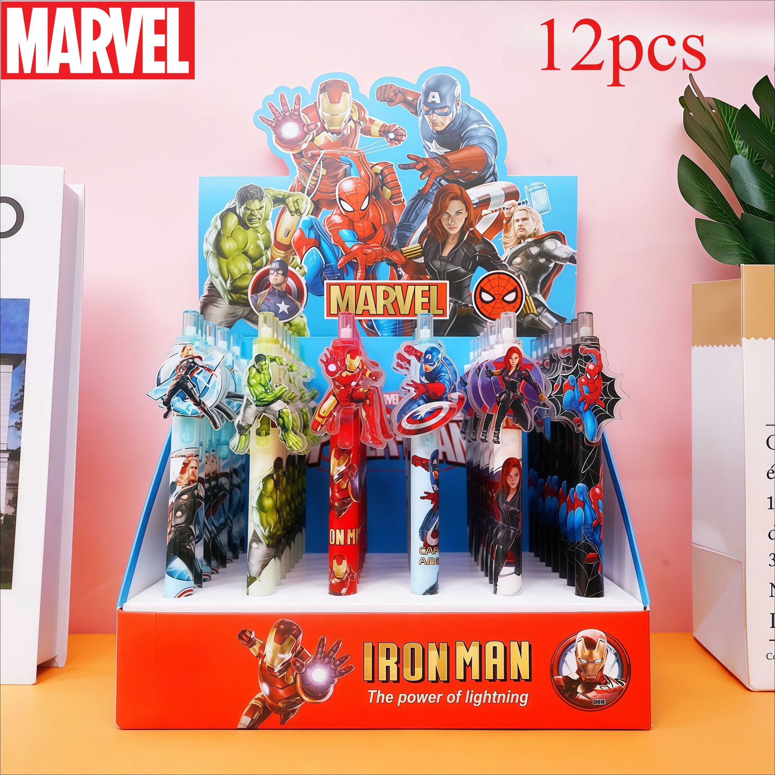 TEMU 6pcs/12pcs -man, Hulk, And Other Popular Character Cartoon Pens, Including Pencils, Ballpoint Pens, And Gel Pens, Are Perfect Gifts For School