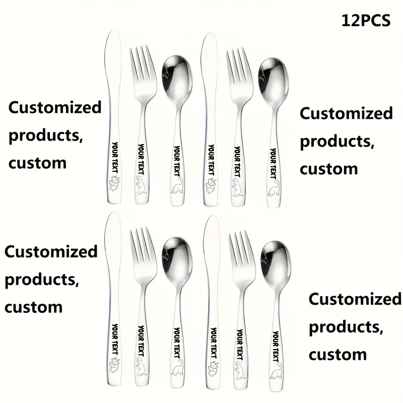 personalized stainless steel cutlery set   name   12 dinosaur pattern set including knife   and teaspoon suitable for   dining and special occasions Product details 9