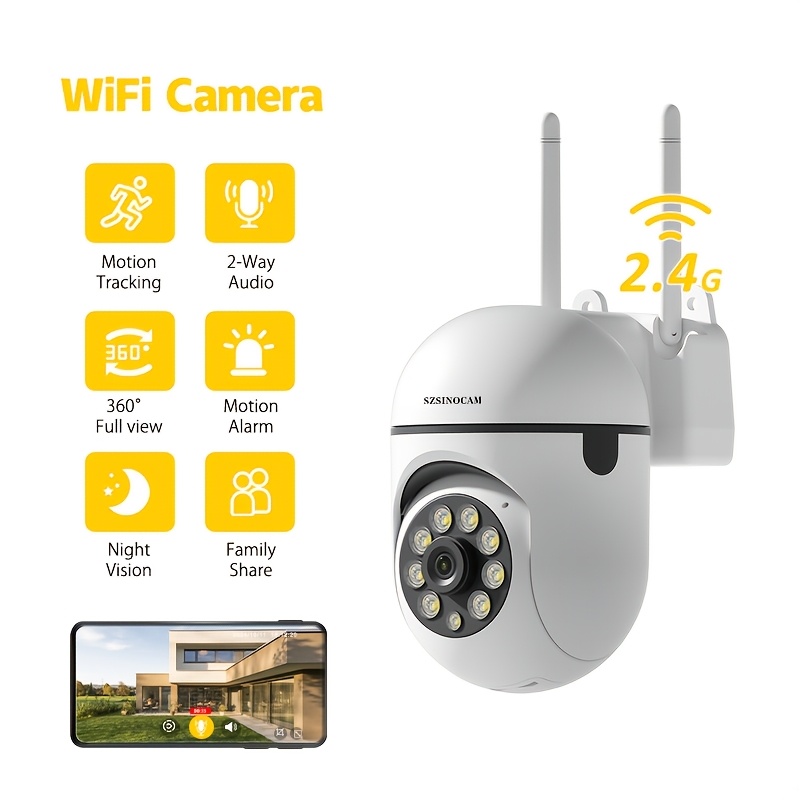 TEMU Szsinocam 1080p/2.4g Wireless Wifi Camera/color Night Vision/ Audio/360-degree Pan/tilt/zoom, Tracking And Detection/home Security