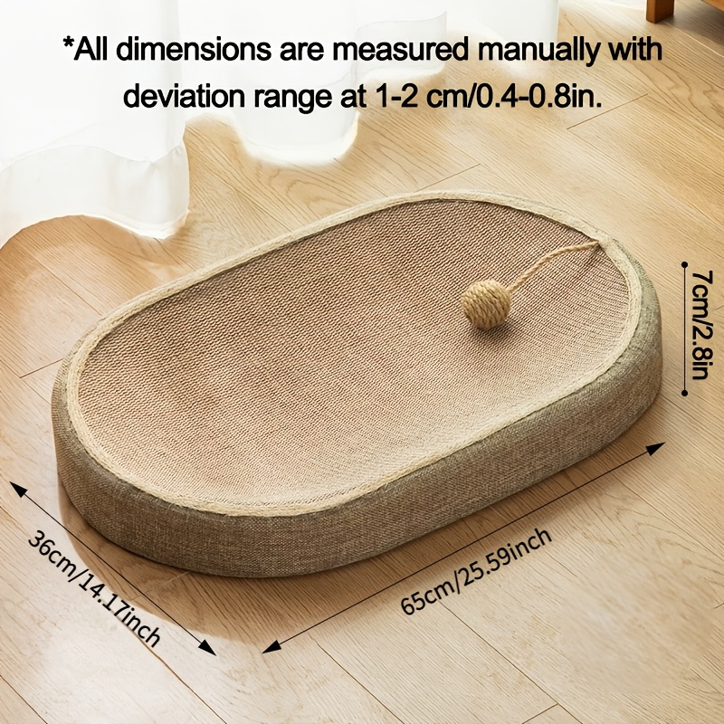 TEMU 1pc Solid Oval Cat Scratcher-durable Sisal Hemp Rope Structure, Warm And Interesting Cat Toy, Perfect Healthy Scratching