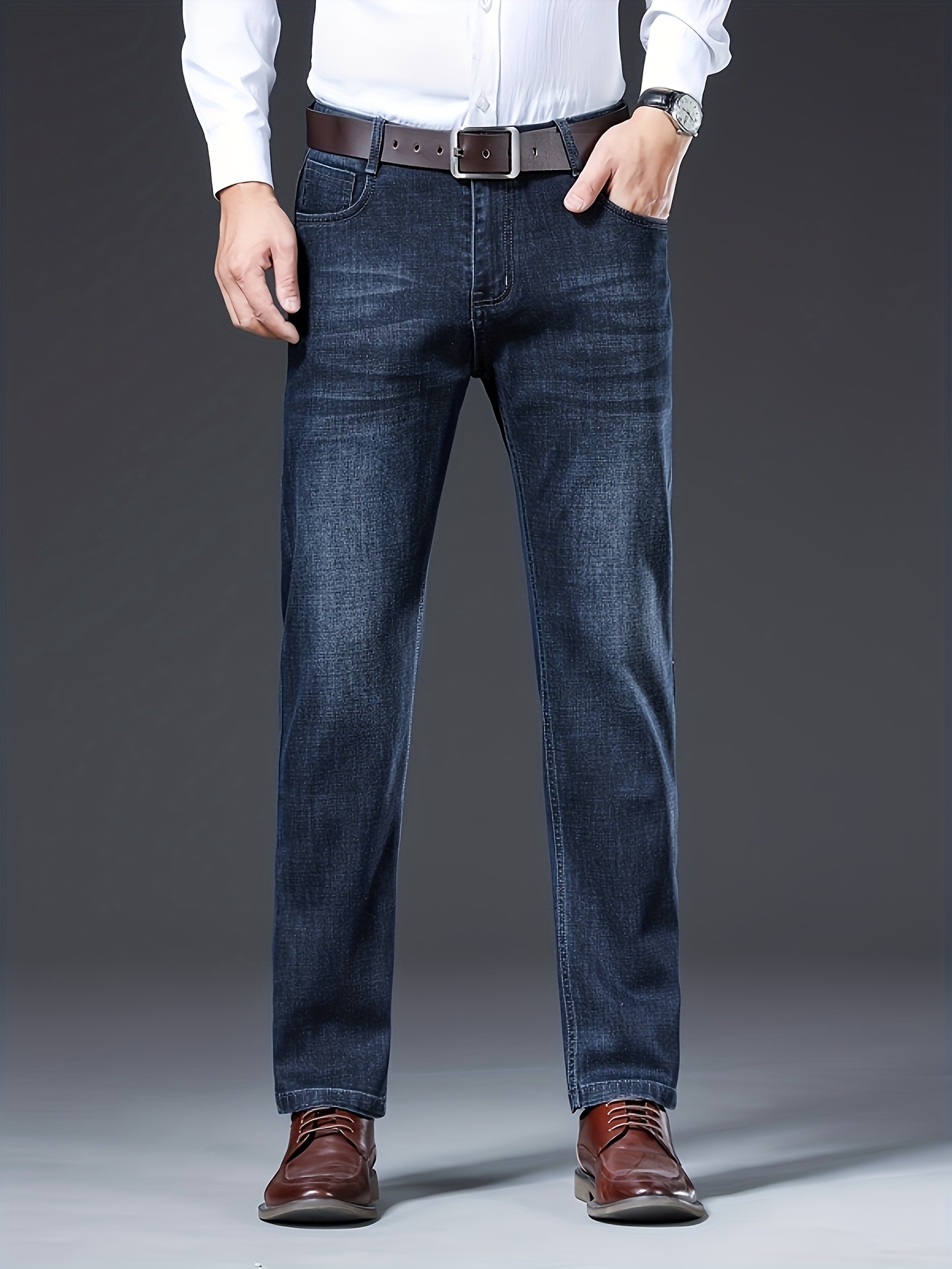 Classic Gray Stretchy Jeans - Professional Straight-Leg Trousers