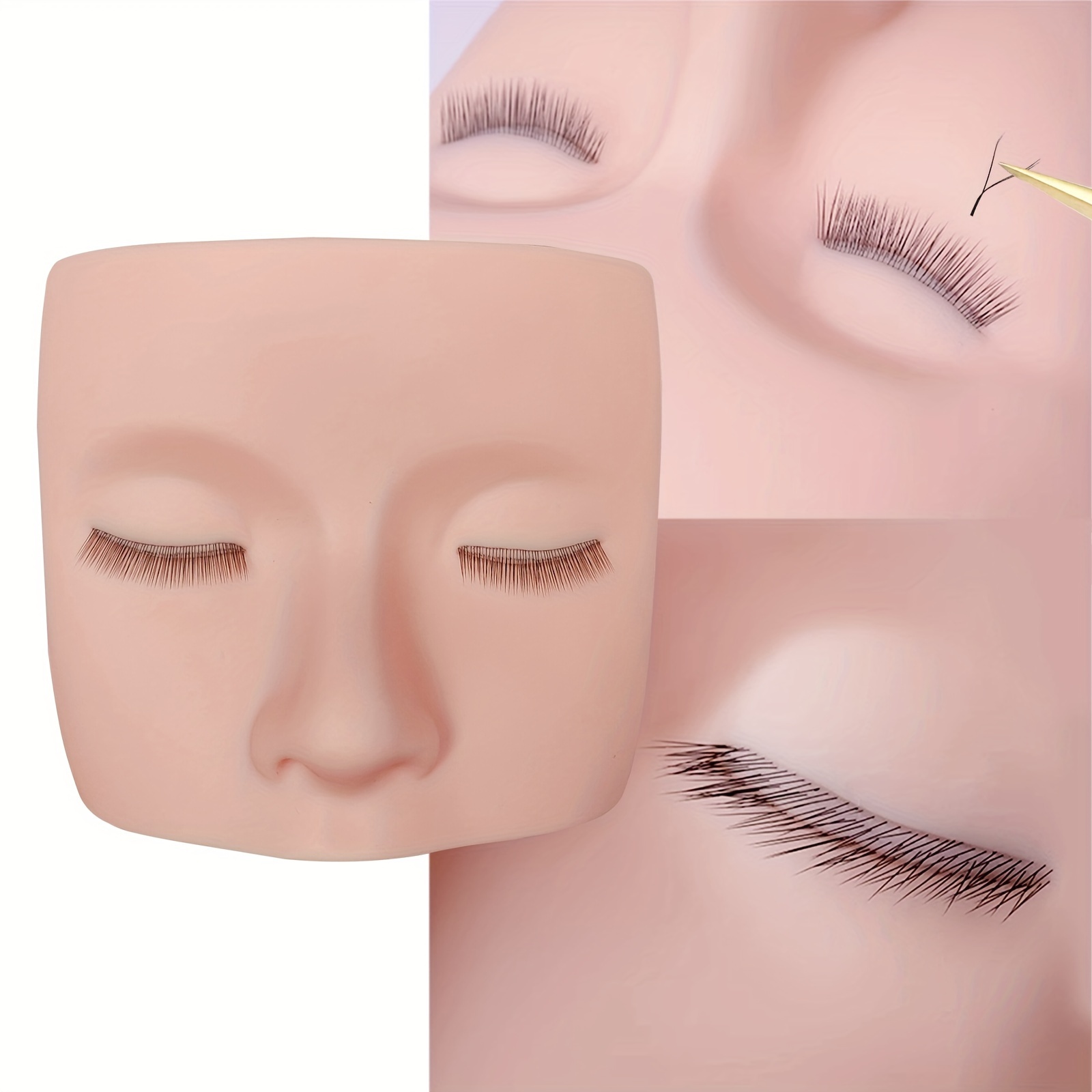 

Premium Eyelash Extension Practice Head - Realistic 3d Mannequin With 110-120 Lashes, -free, Battery-free, Tool For Beginners