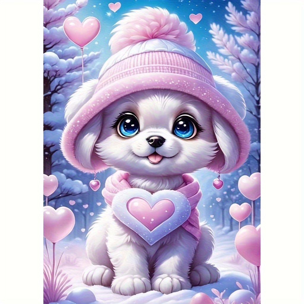

1pc Large Size 30x40cm/ 11.8x15.7inch Without Frame Diy 5d Diamond Art Painting Lovely Dog, Full Rhinestone Painting, Diamond Art Embroidery Kits, Handmade Home Room Office Wall Decor