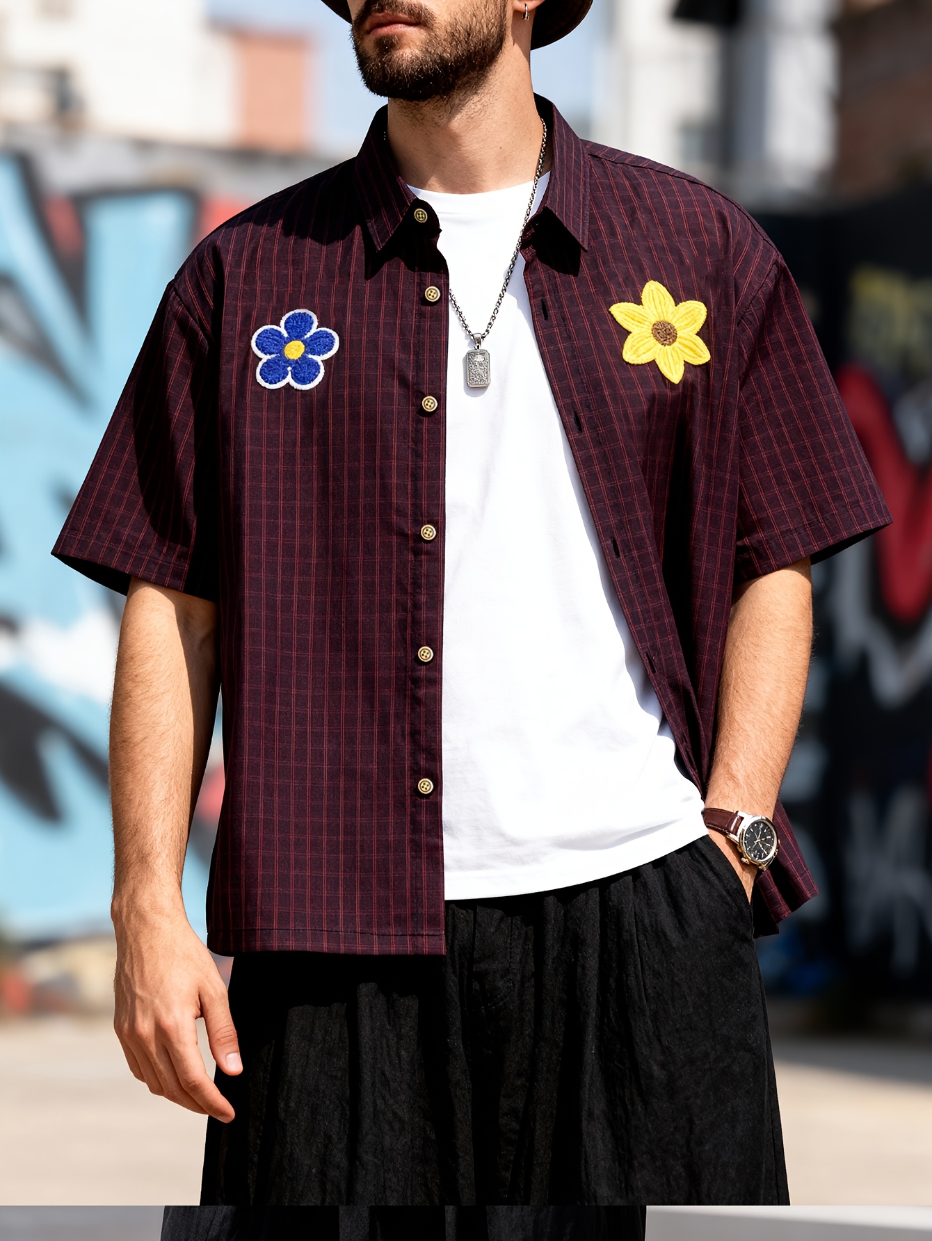 Fashionable Plaid Design Short-Sleeve Cropped Shirt for Summer