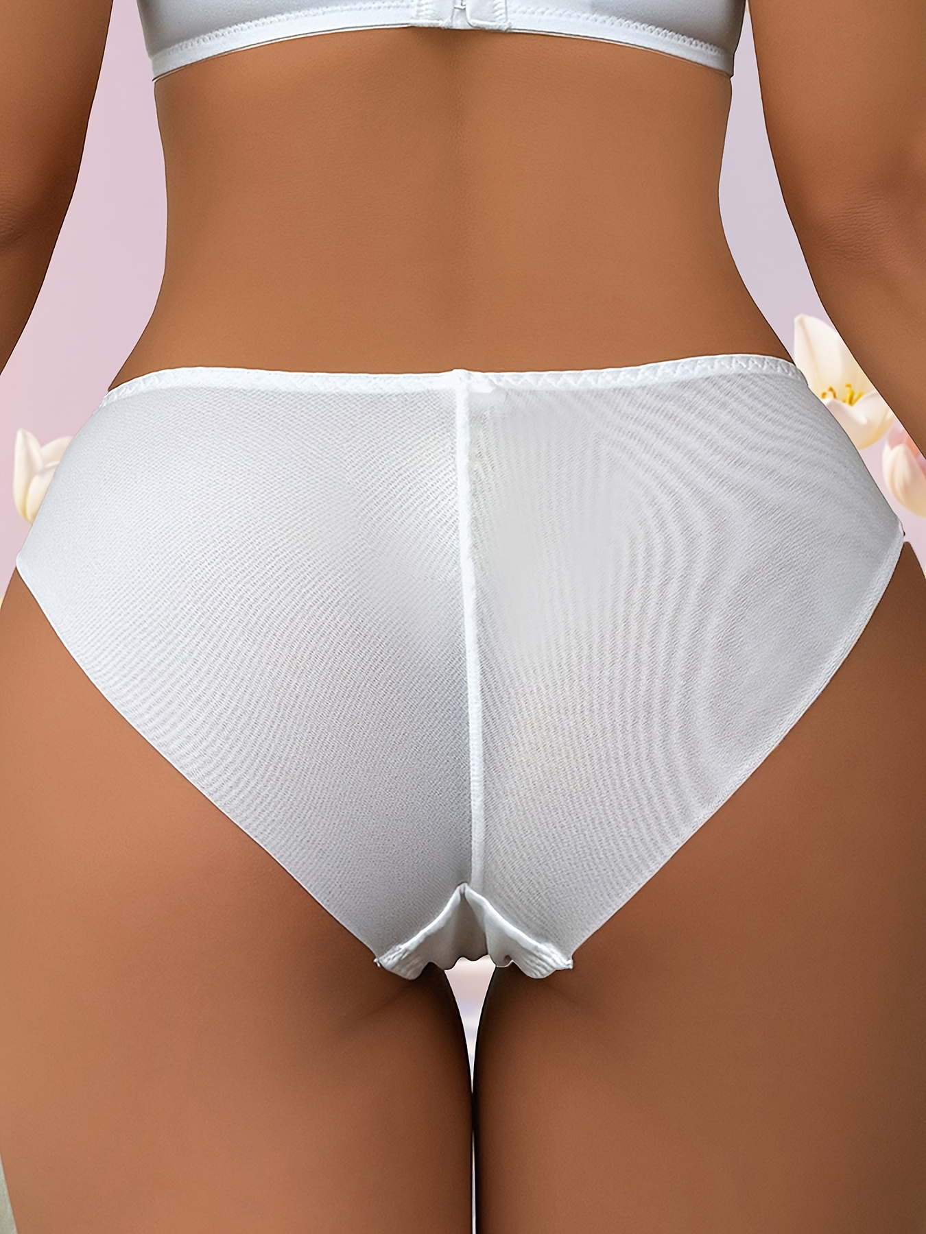 Retro Sheer Mesh Panties, High-Waisted Triangle Underwear for Women, Featuring a Unique Design with a Spicy Vibe