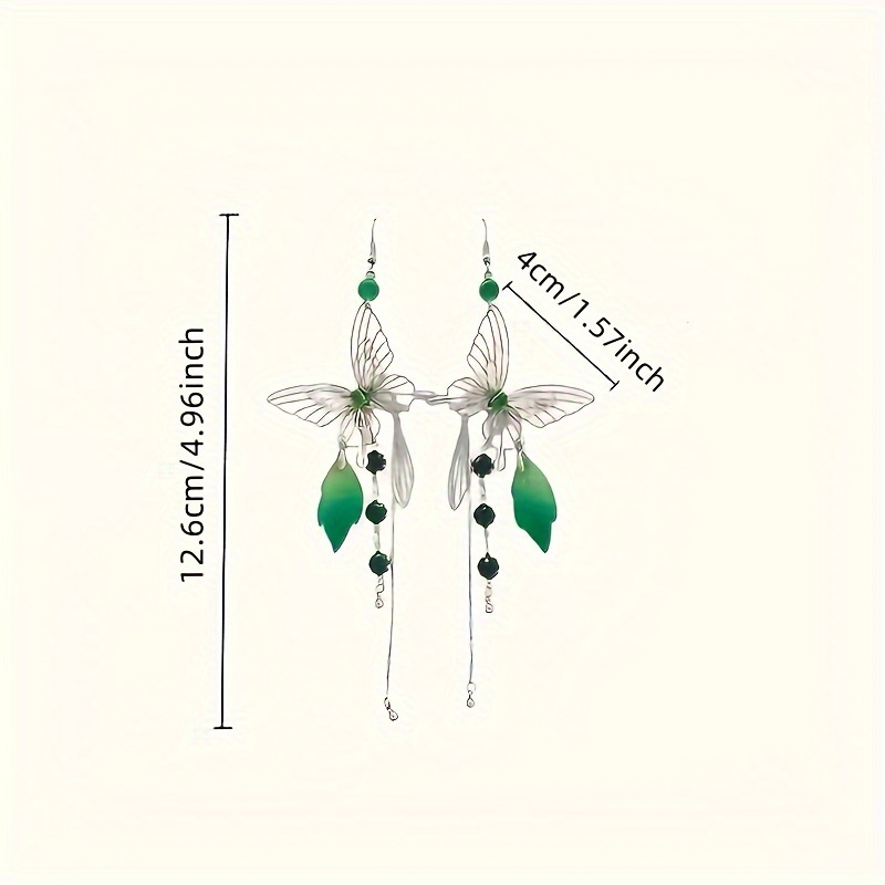Women's Butterfly Wing Tassel Pendant Earrings