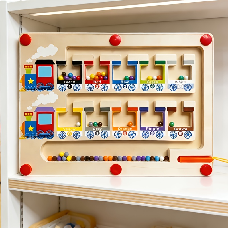 TEMU Toy Magnetic Maze, Children's Wooden Toys, Children's Educational Games, Magnetic Brain-training Toys, Toys For Enhancing Children's Mental