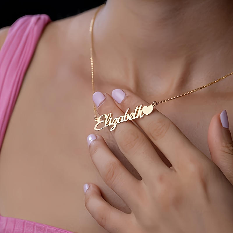 

Personalized Heart Pendant Necklace - Vintage , 18k Golden Plated Stainless Steel, Custom Name Chain For Women, Ideal For Gift, Bridesmaid Present, Music Festival Accessory