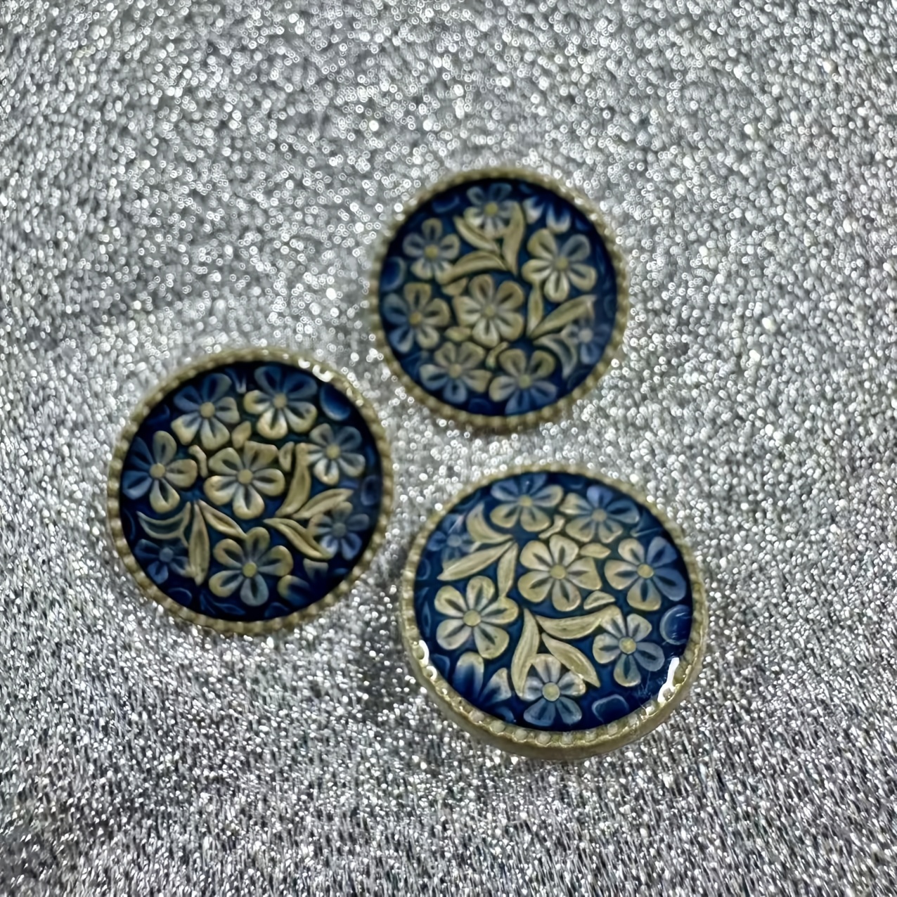E-shop 3er-Set 2 cm Retro Farbverlauf Blau Legierung Kunststoff Druckknöpfe