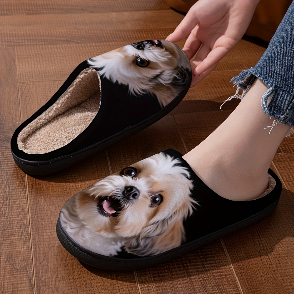 Comfortabele Dames Print Slippers - Zachte en Knusse Binnenshuis/Buitenshuis Huisschoenen met Pluche Gevoerde Binnenzool en Antislip TPR Buitenzool, Geschikt voor Koude Vloeren. Wasmachinebestendig, Leuke Dierenprints, Duurzame Gripzool, Casual Stijl, Stoffen Bovenwerk, Thuiscomfort, Stijlvolle