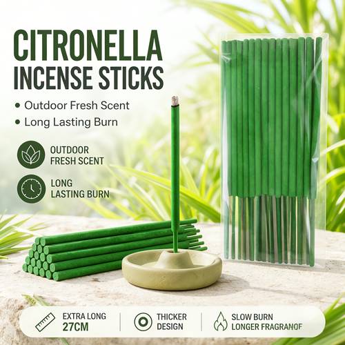 extra thick citronella incense sticks up to 1 2 5h time may with wind oil mint for patio garden camping