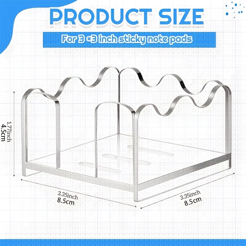 TEMU 1pc Scalloped Acrylic Sticky Note Holder, 3x3 Inch Clear Cute Notepad Holder Sticky Note Dispenser With , Thick Acrylic Desk Organizer For