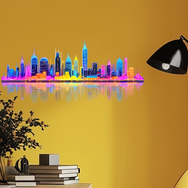 Image of Wall Sticker With Vibrant Of , Perfect For Decorating Living Rooms And Bedrooms In A Cyber Style. Made Of Self-adhesive, Removable Pvc Material, Suitable For Tv Background Wall Decoration
